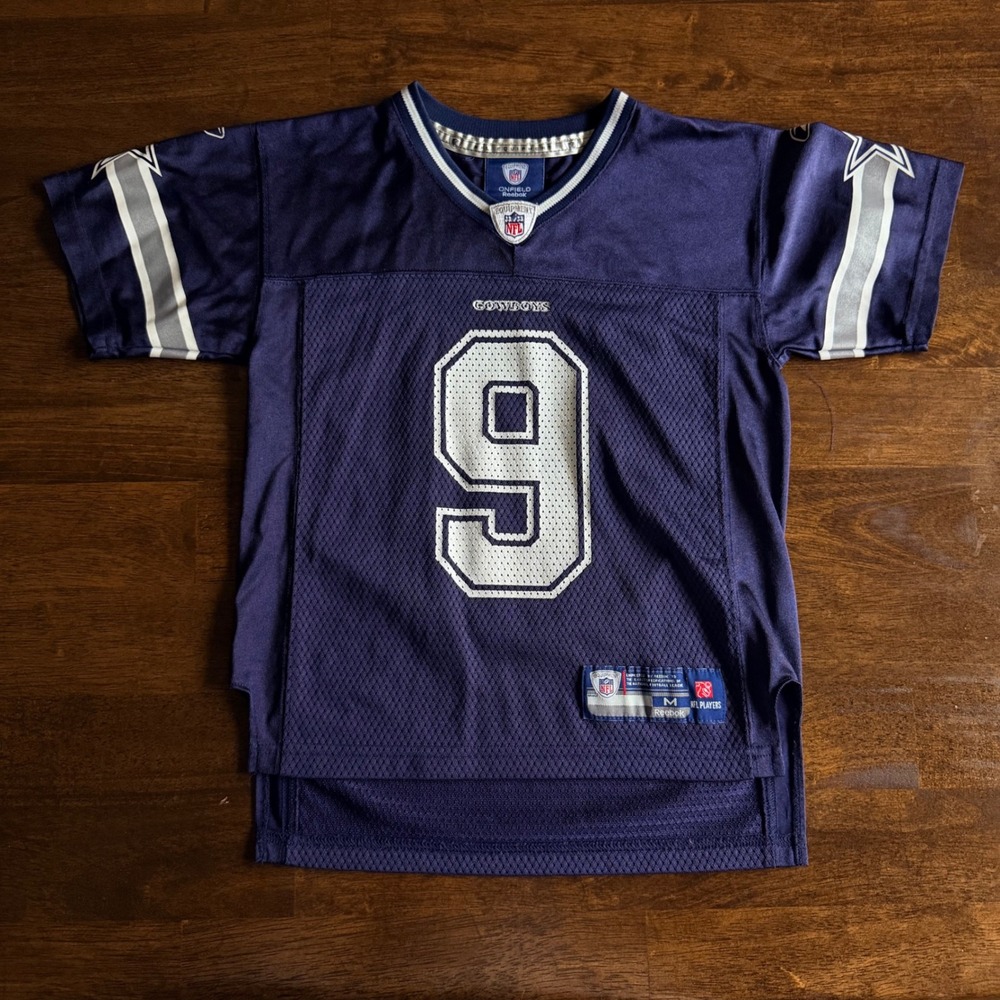 Kids Reebok NFL Dallas Cowboys Tony Romo 9 Jersey Navy Blue Size M 5-6